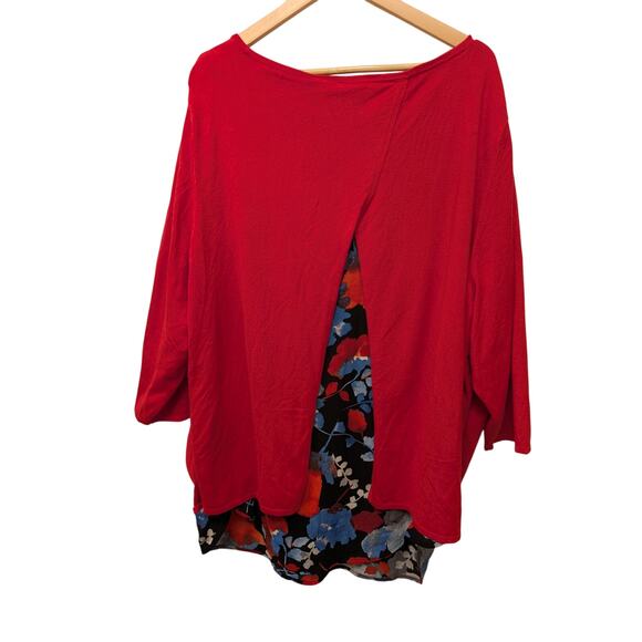 The Limited Collection Watercolor Floral Layered Top Plus Size 3X Woven Knit NEW - Picture 2 of 5